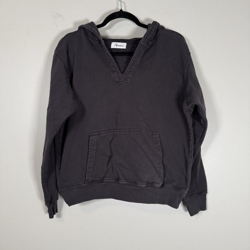 Rowan avery classic terry hoodie womens medium washed black pullover sweatshirt - Picture 2 of 9